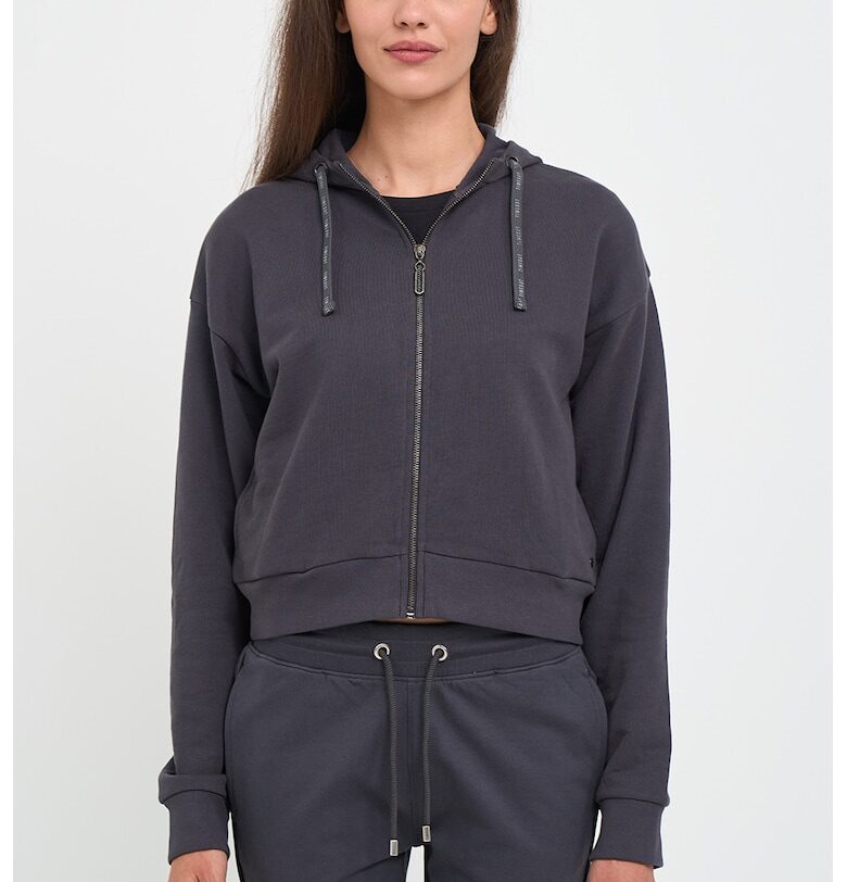 Худи с паднали ръкави с цип - Tъмносив Timeout