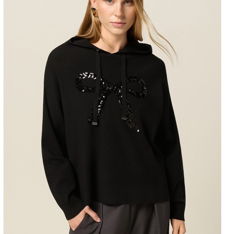 Худи с пайети - Черен Oltre