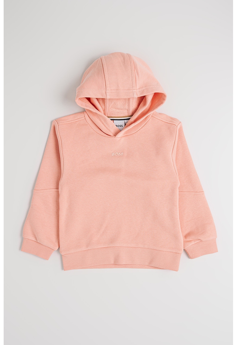 Худи с памук - Розова сьомга BOSS Kidswear