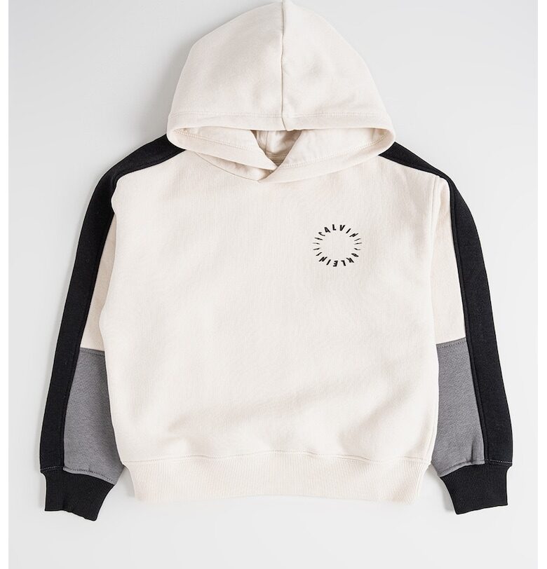 Худи с памук и цветен блок - Черен/Светло бежово CALVIN KLEIN