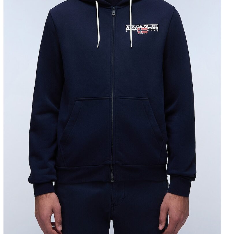 Худи с памук и цип - Тъмносин Napapijri
