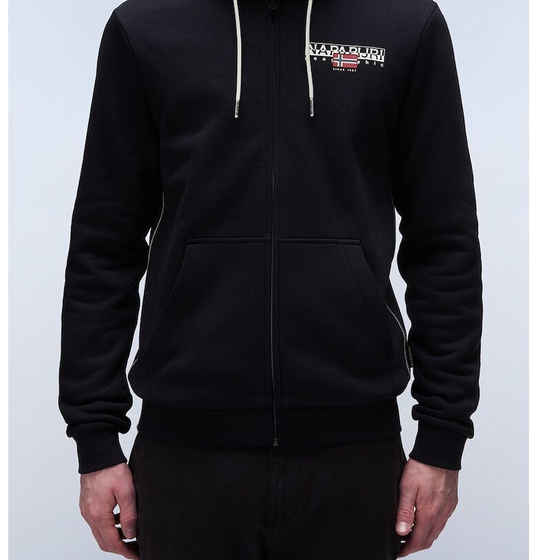Худи с памук и цип - Черен Napapijri