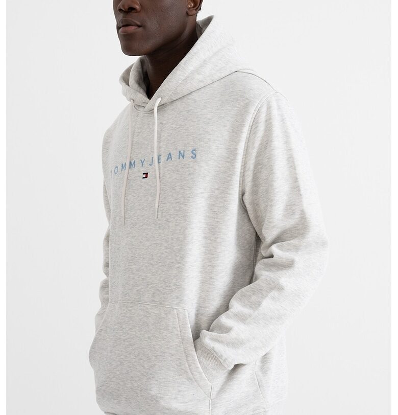 Худи с памук с бродирано лого - Сив меланж Tommy Jeans