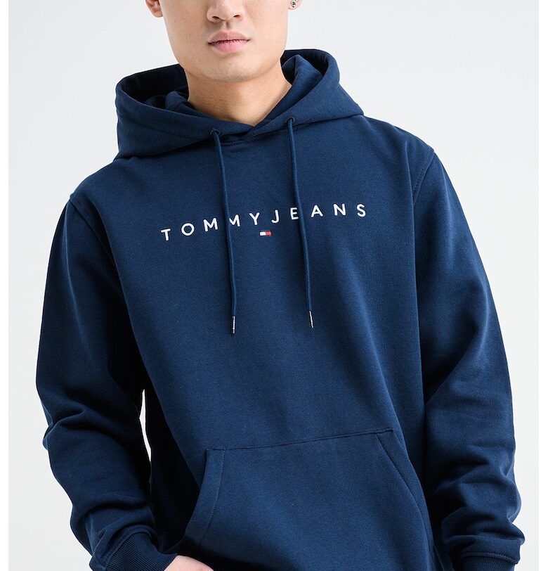 Худи с памук с бродирано лого - Тъмносин Tommy Jeans