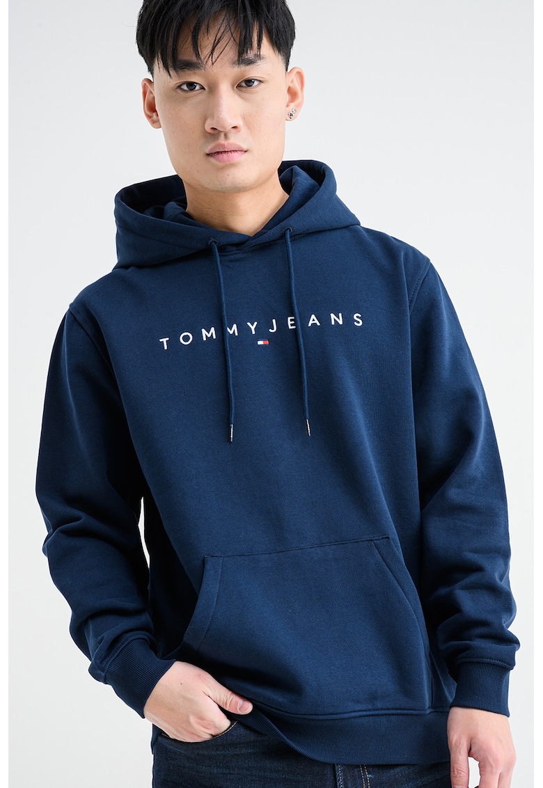 Худи с памук с бродирано лого - Тъмносин Tommy Jeans