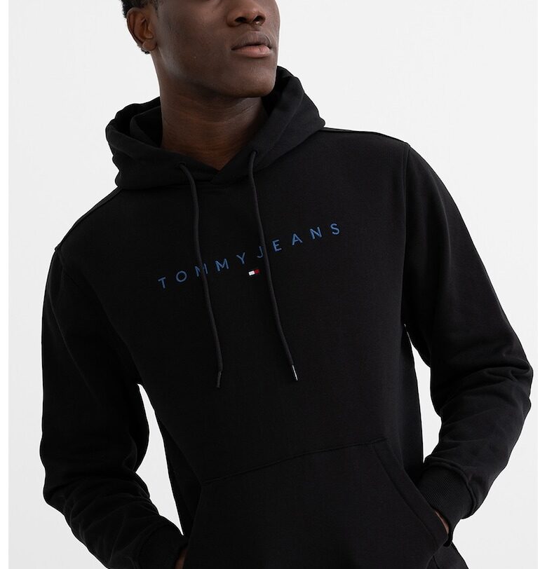 Худи с памук с бродирано лого - Черен Tommy Jeans