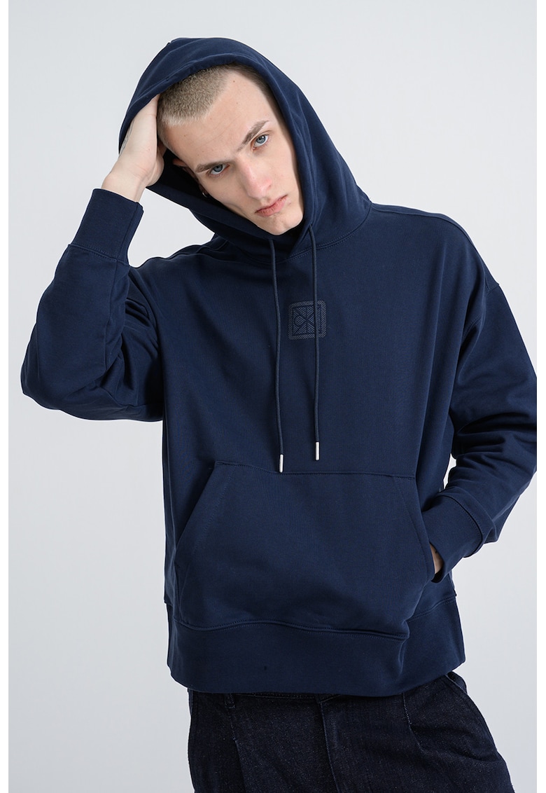 Худи с памук с джоб кенгуру - Ултрамарин синьо CALVIN KLEIN