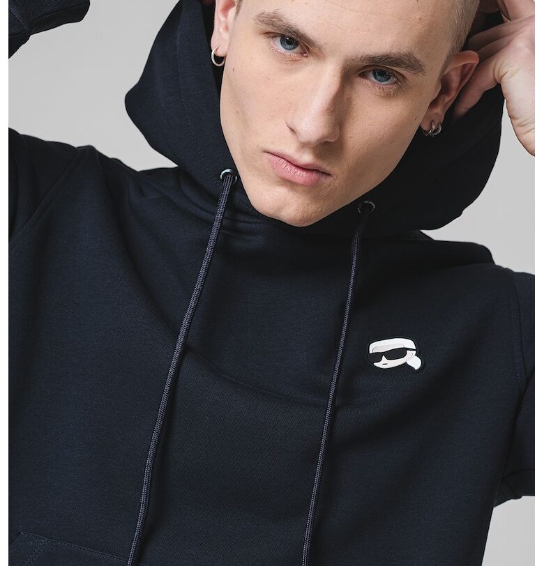 Худи с памук с джоб кенгуру - Ултрамарин синьо Karl Lagerfeld