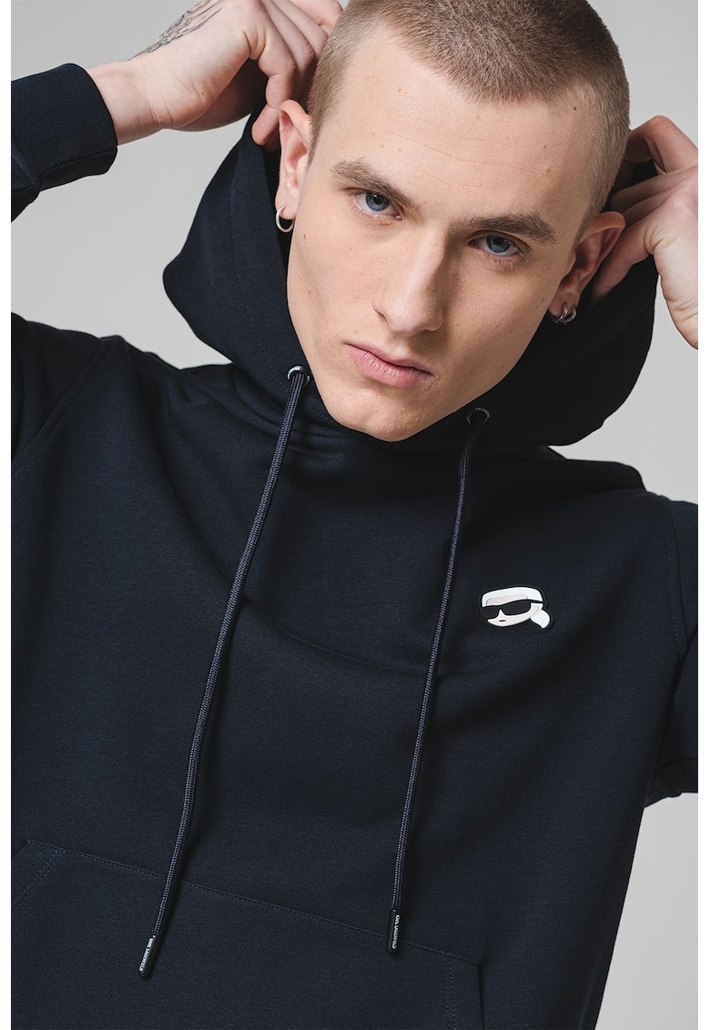 Худи с памук с джоб кенгуру - Ултрамарин синьо Karl Lagerfeld