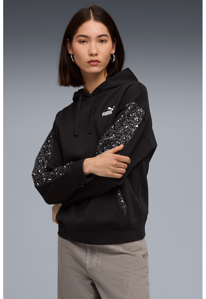 Худи с памук с джоб кенгуру - Черен Puma