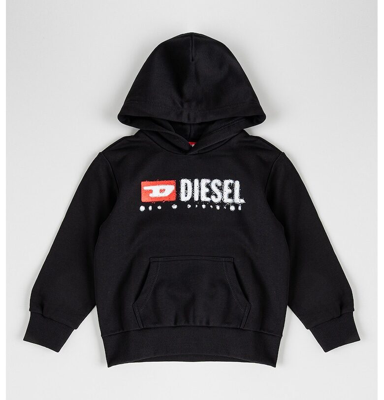 Худи с памук с лого - Бял/Черен Diesel