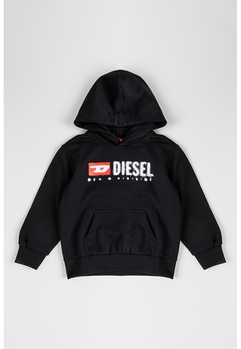 Худи с памук с лого - Бял/Черен Diesel