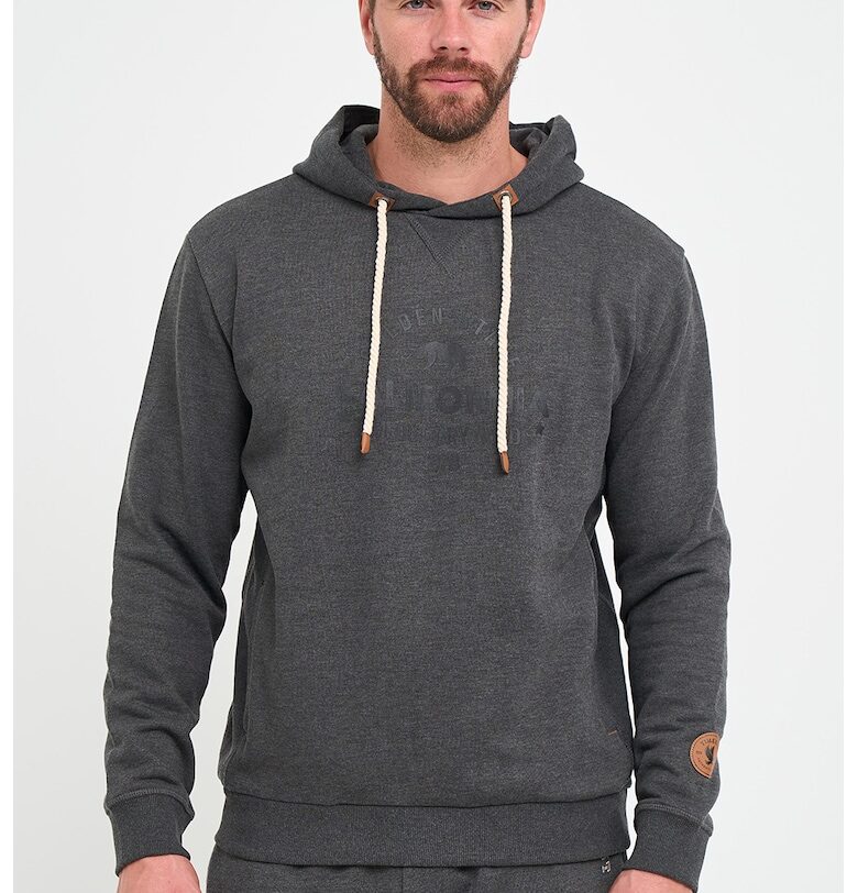 Худи с памук с лого - Меланж тъмно сиво Timeout