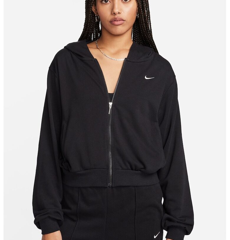 Худи с памук с цип - Черен Nike