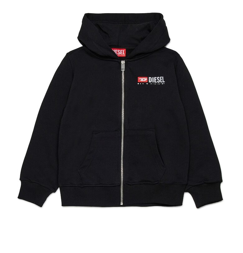 Худи с памук с цип и лого - Черен Diesel