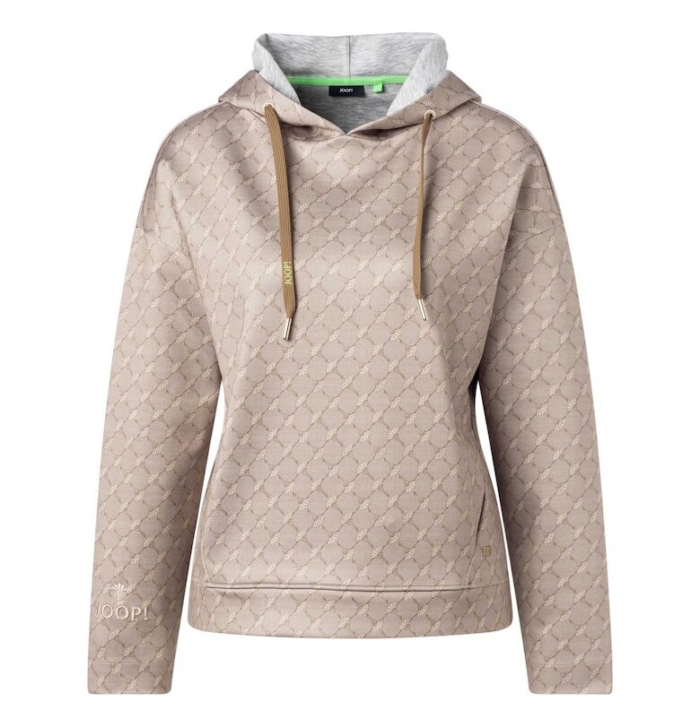 Худи с принт и паднали ръкави - Бежов Joop