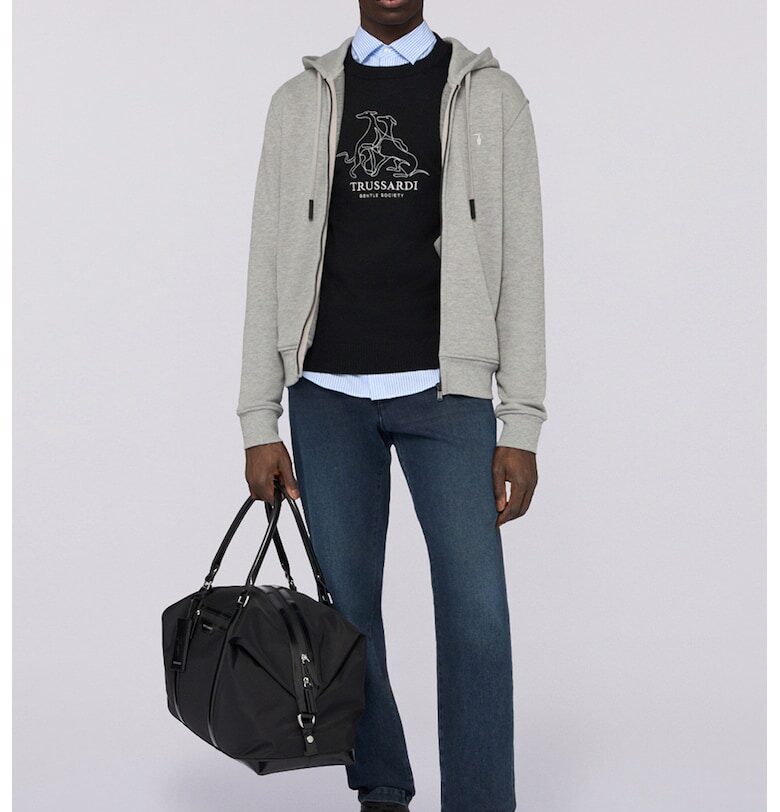 Худи с цип - Светлосив меланж Trussardi