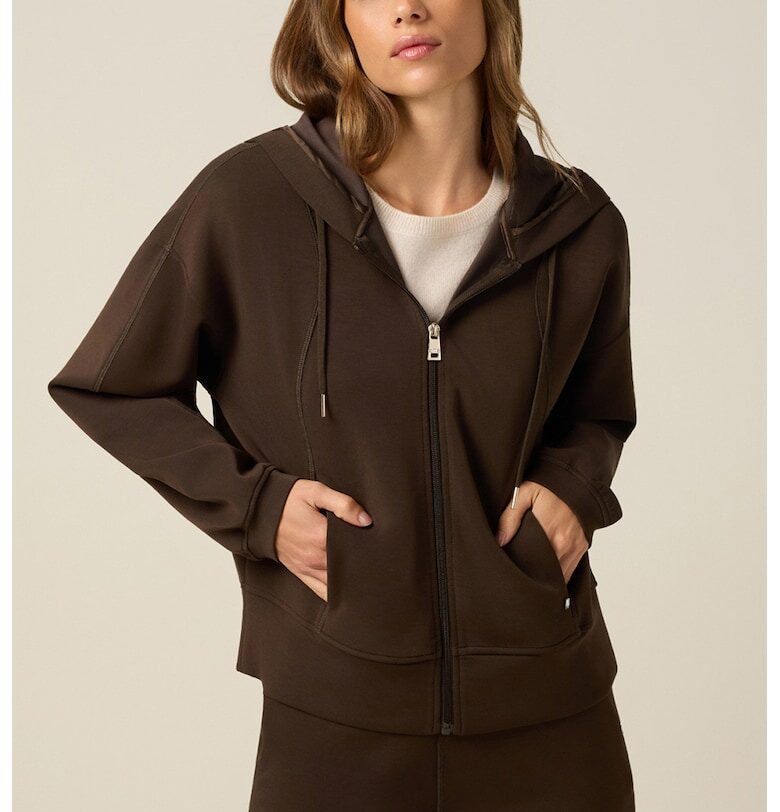 Худи с цип - Тъмнокафяв Oltre