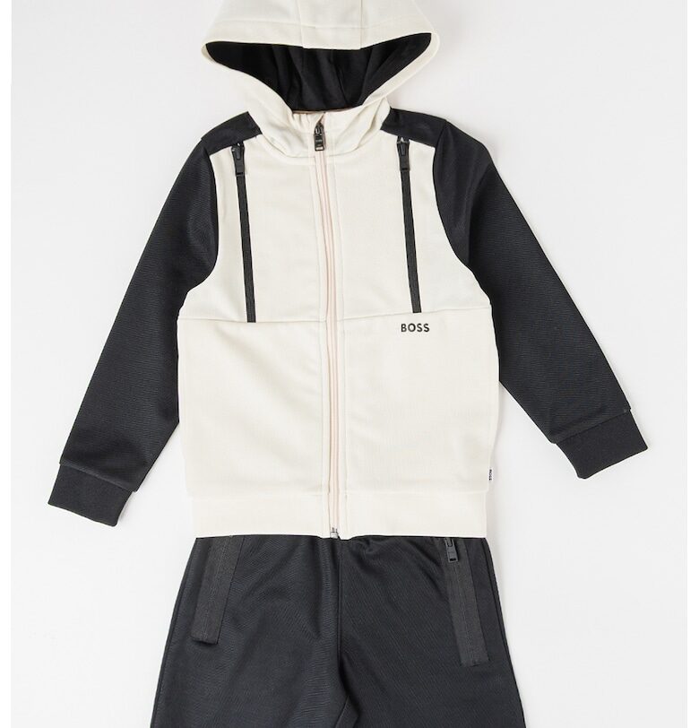 Худи с цип и бермуди - Черен/Бежов BOSS Kidswear