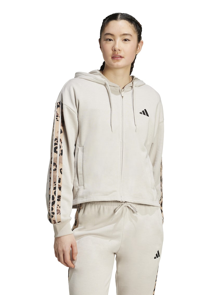 Худи с цип и два джоба - Светлокафяв/Светло бежово adidas Sportswear