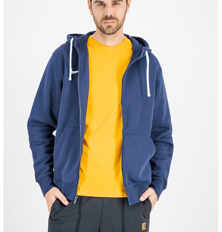 Худи с цип и джобове - Тъмносин Nike