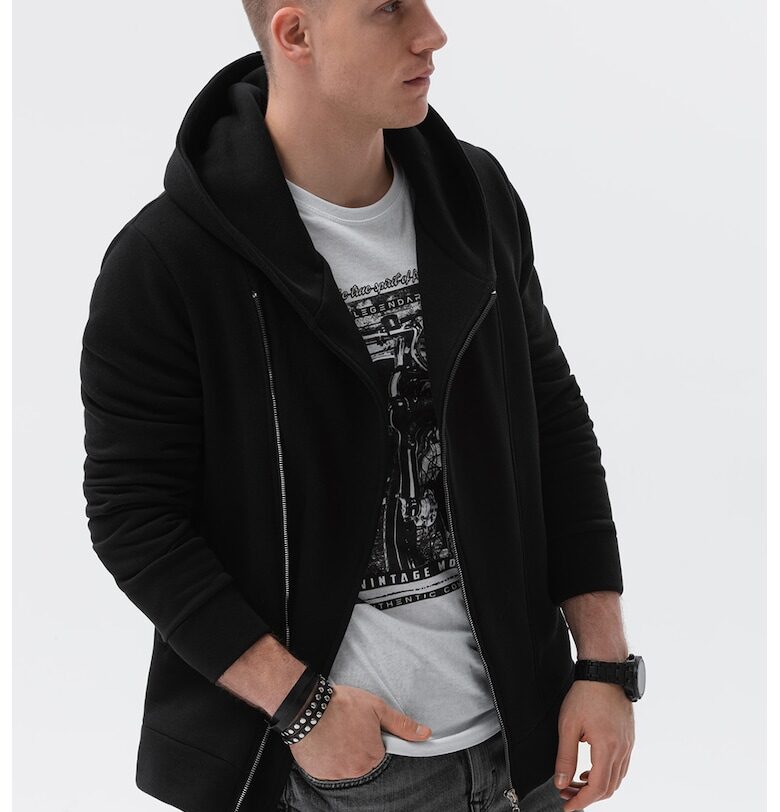 Худи с цип и джобове встрани OMBRE