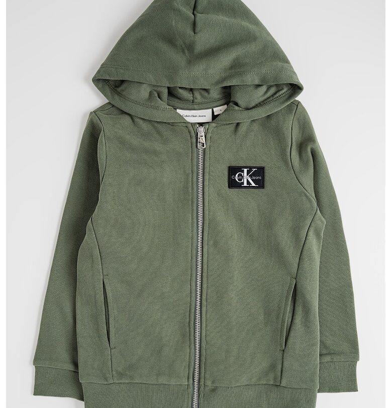 Худи с цип и джобове встрани - Папратово зелено CALVIN KLEIN