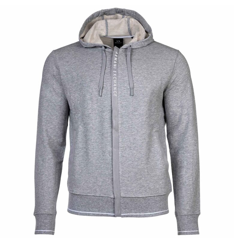 Худи с цип и джобове встрани - Сив ARMANI EXCHANGE