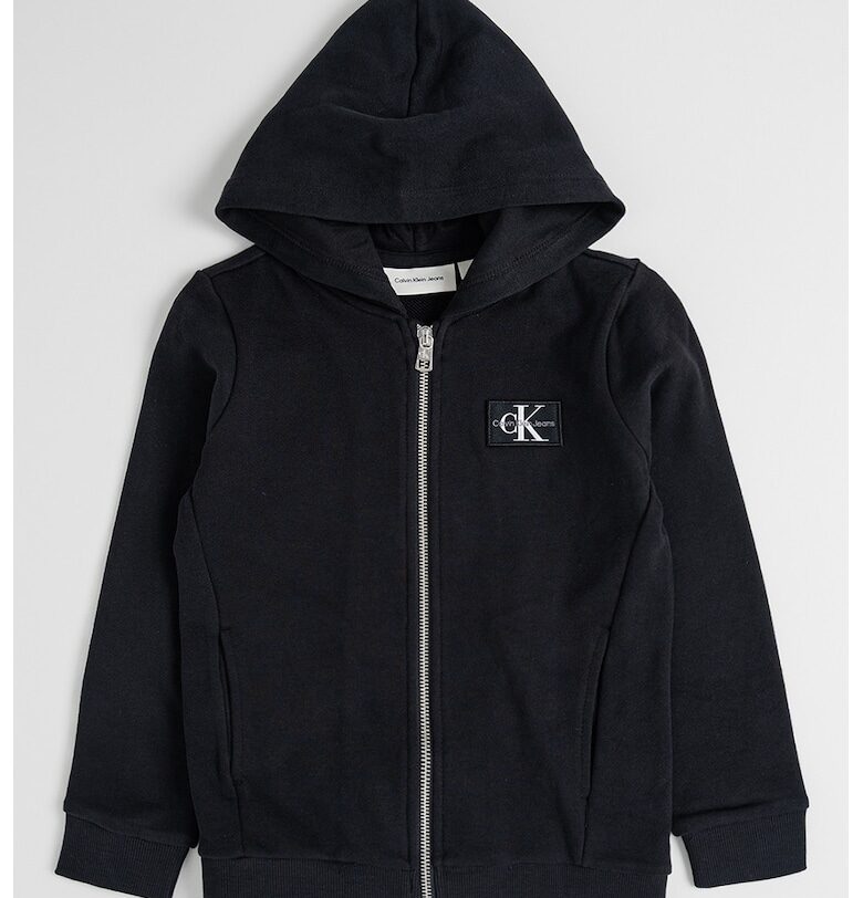 Худи с цип и джобове встрани - Черен CALVIN KLEIN