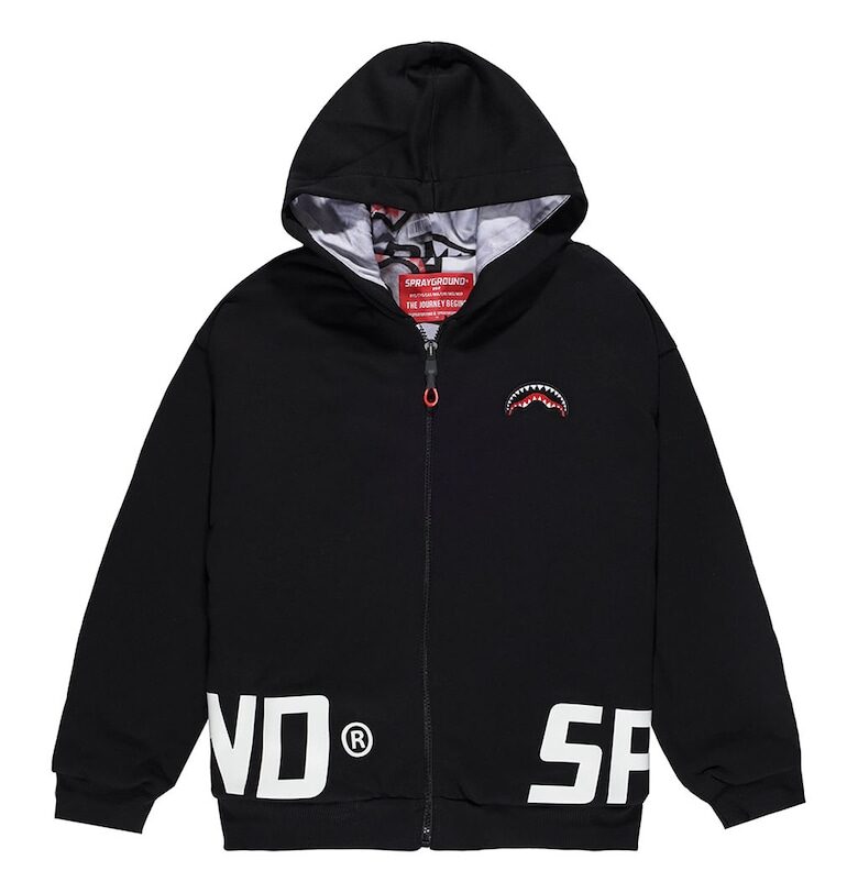 Худи с цип и лого - Бял/Черен Sprayground