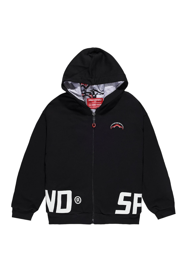 Худи с цип и лого - Бял/Черен Sprayground