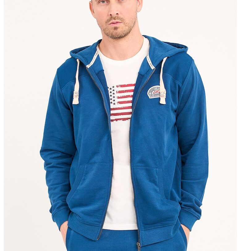 Худи с цип и лого - Син Timeout