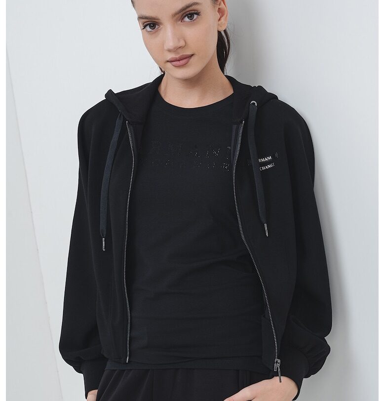 Худи с цип и лого - Черен ARMANI EXCHANGE