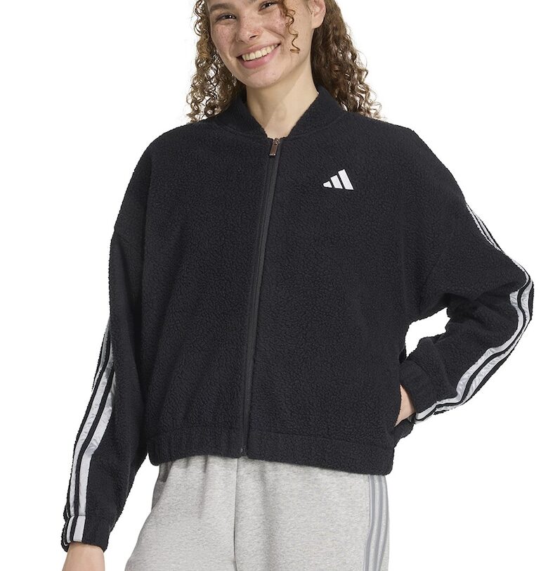 Худи с цип и лого - Черен/Сребрист adidas Sportswear