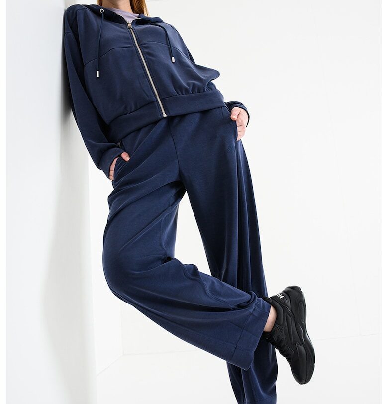 Худи с цип и паднали ръкави - Тъмносин BOSS