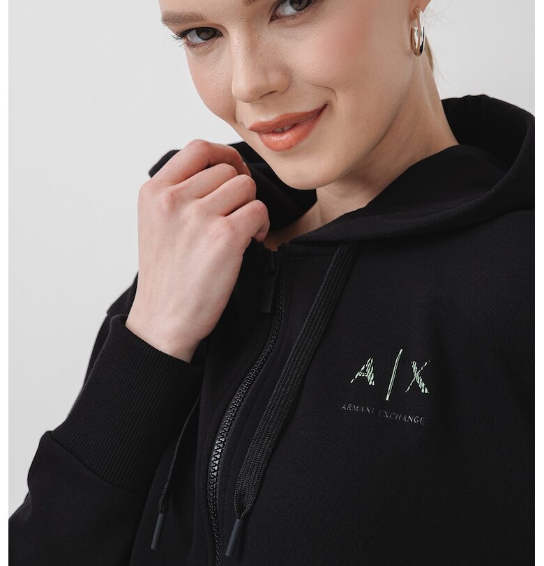 Худи с цип и паднали ръкави - Черен ARMANI EXCHANGE