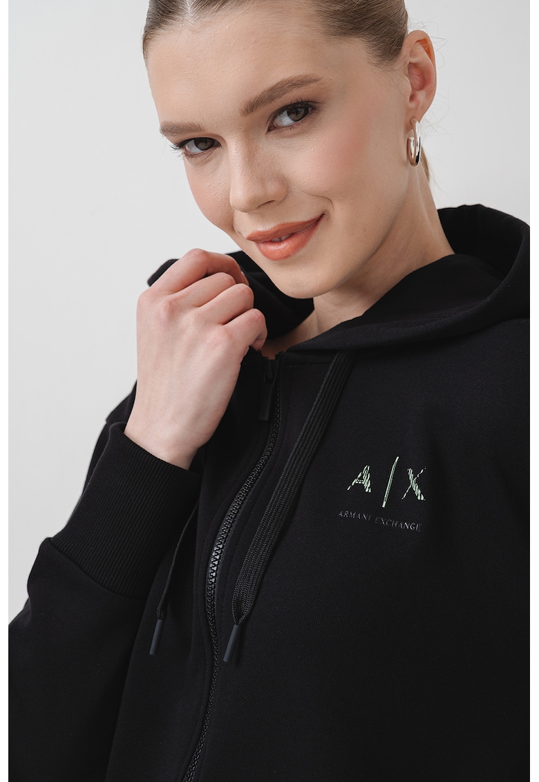 Худи с цип и паднали ръкави - Черен ARMANI EXCHANGE