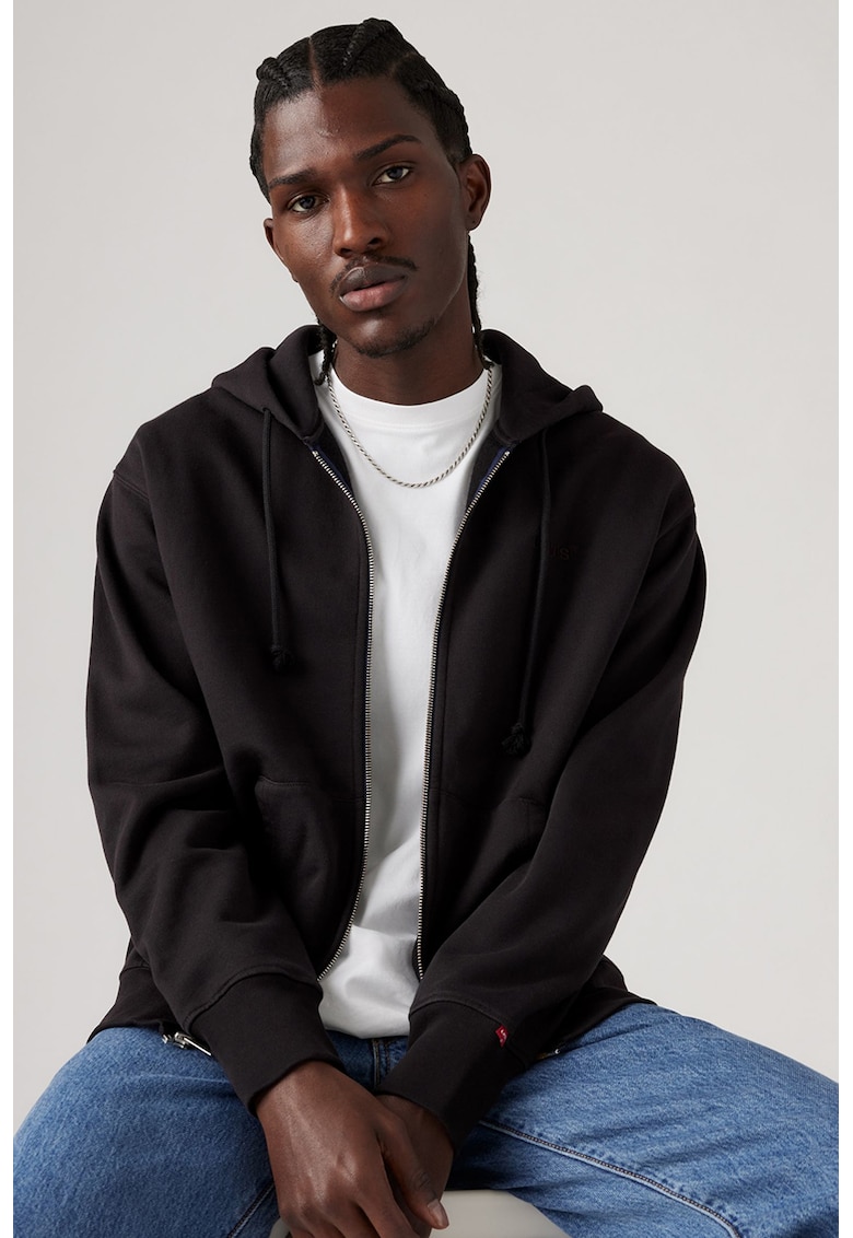 Худи с цип и паднали ръкави - Черен Levis