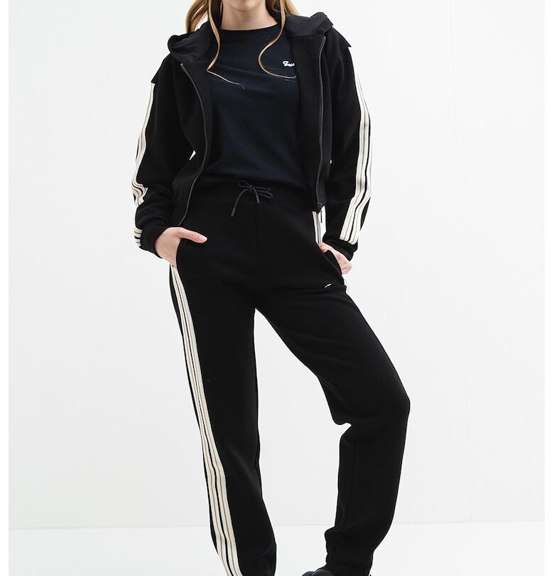 Худи с цип и райе - Черен GUESS