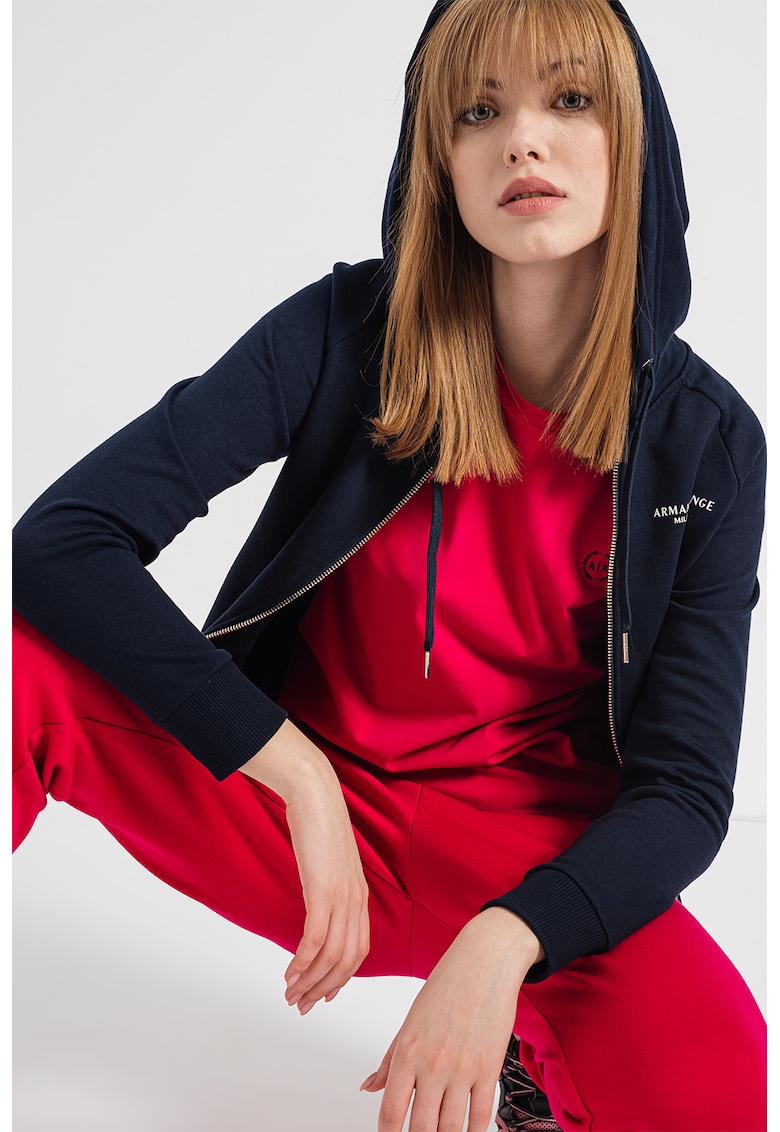 Худи с цип и ръкави реглан - Тъмносин ARMANI EXCHANGE