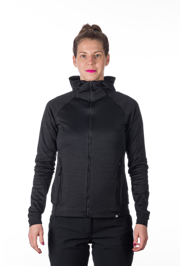 Худи с цип и ръкави реглан - Черен меланж NORTHFINDER