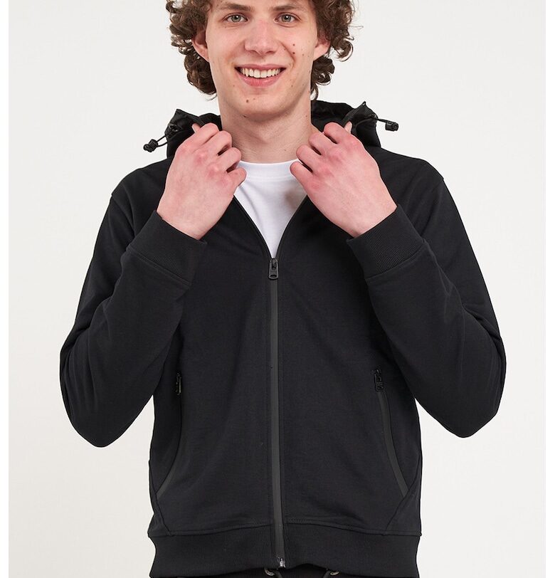 Худи с цип и скосени джобове - Черен KVL by KENVELO