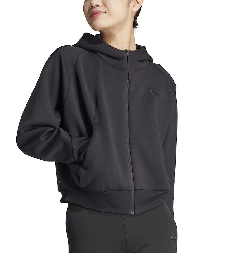 Худи с цип и скосени джобове - Черен adidas Sportswear