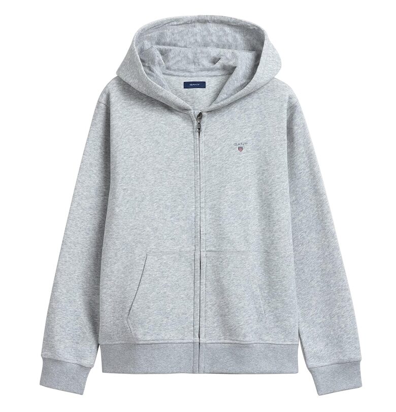 Худи с цип и странични джобове - Сив Gant