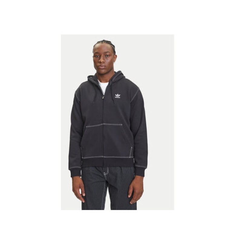 Худи с цип - качулка с връзки и бродирано лого adidas