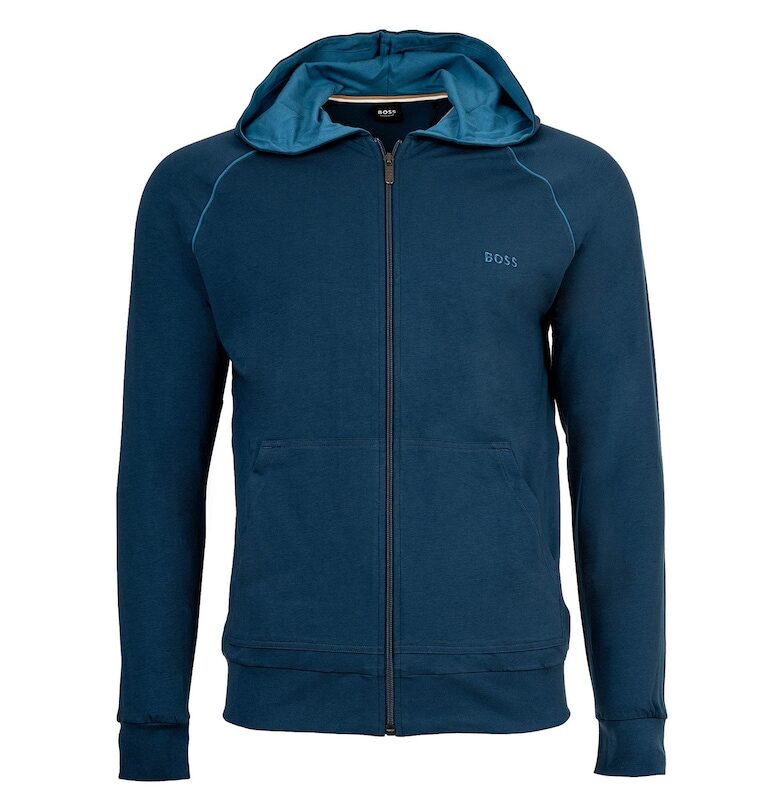 Худи със скосени джобове - Петролно синьо BOSS