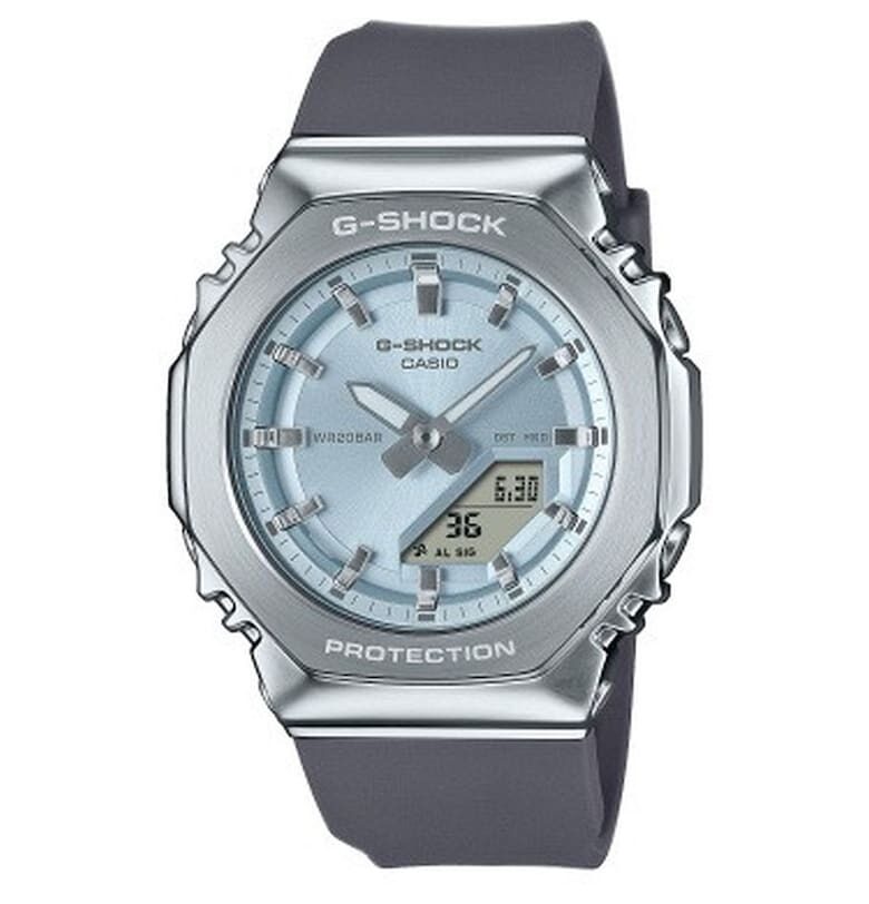 Часовник  G-SHOCK GM-S2110-2AER - кварцов - корпус от неръждаема стомана - каучукова каишка - син - 20 ATM Casio