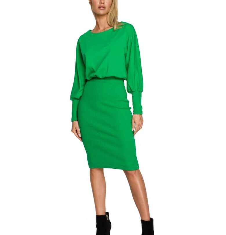 Червена памучна рокля с мека материя - Зелен MOE