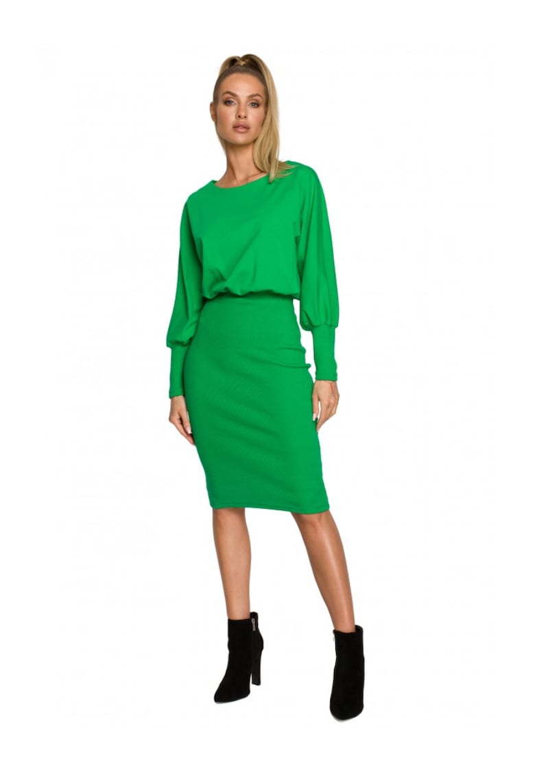 Червена памучна рокля с мека материя - Зелен MOE