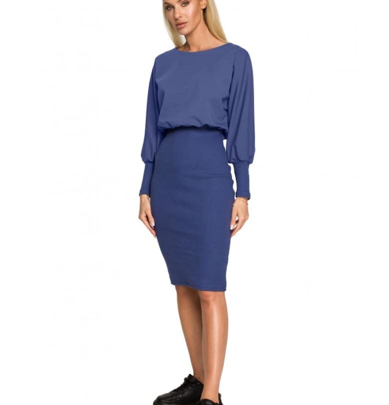 Червена памучна рокля с мека материя - Индигово синьо MOE